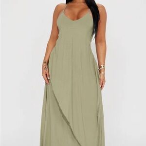 Fashion Nova Sage Green Y Back Maxi Dress 3XL